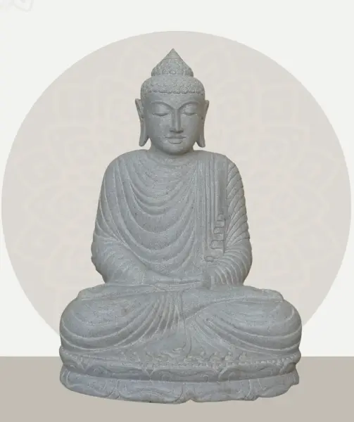 Product image 1 of the product “Seated Buddha made of Riverstone in Dhyana position - gesture of meditation, H. 80cm. ”